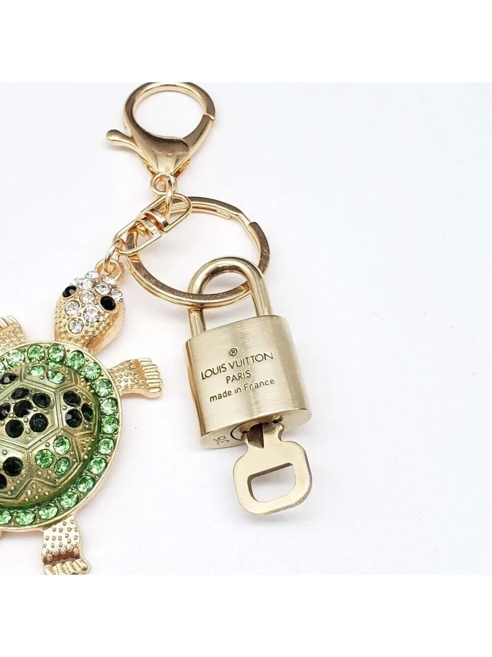LV Gold Padlock Authentic 🔑 Luxury Bag Charm w/ Unbranded Turtle Keychain